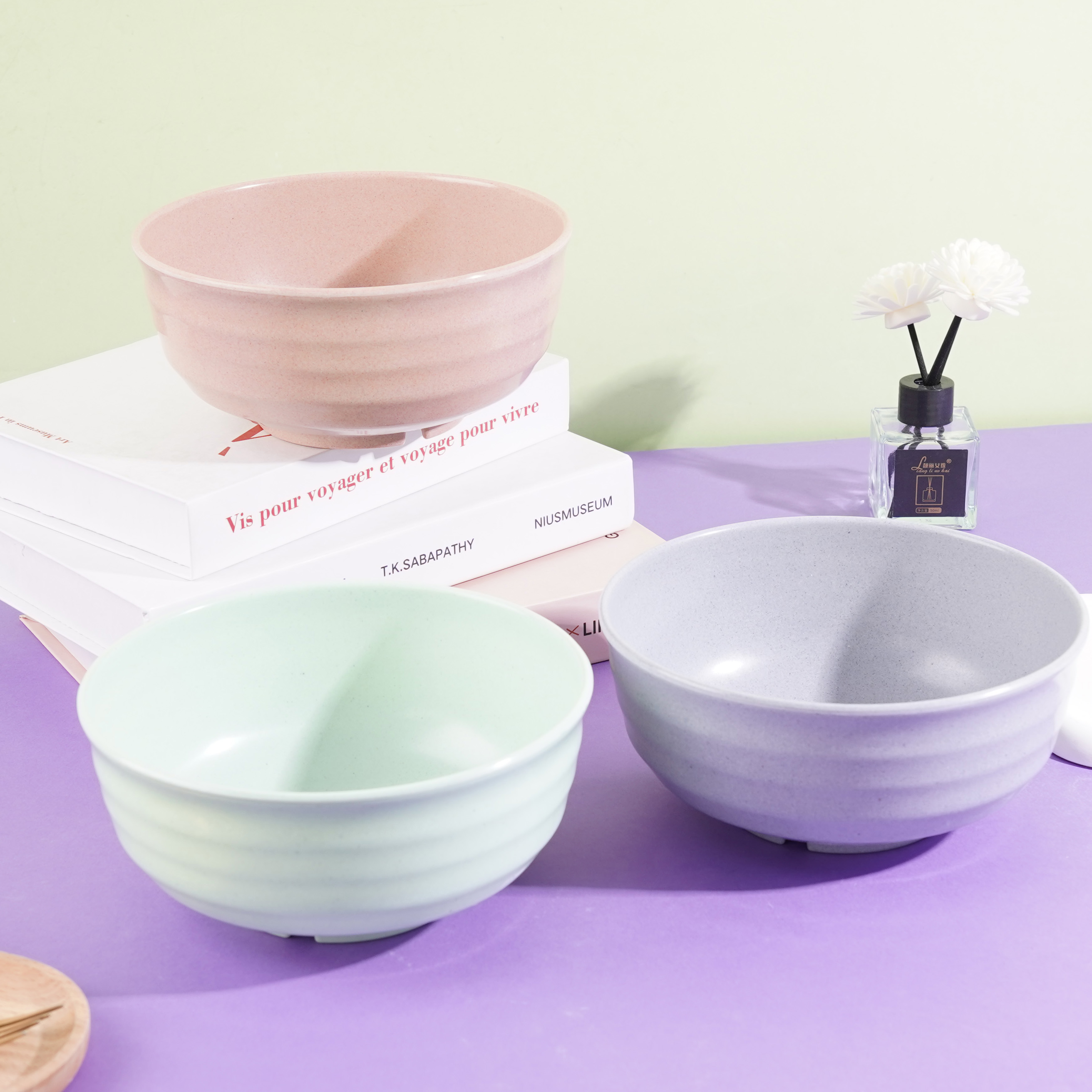 7-inch horizontal striped porcelain imitation bowl