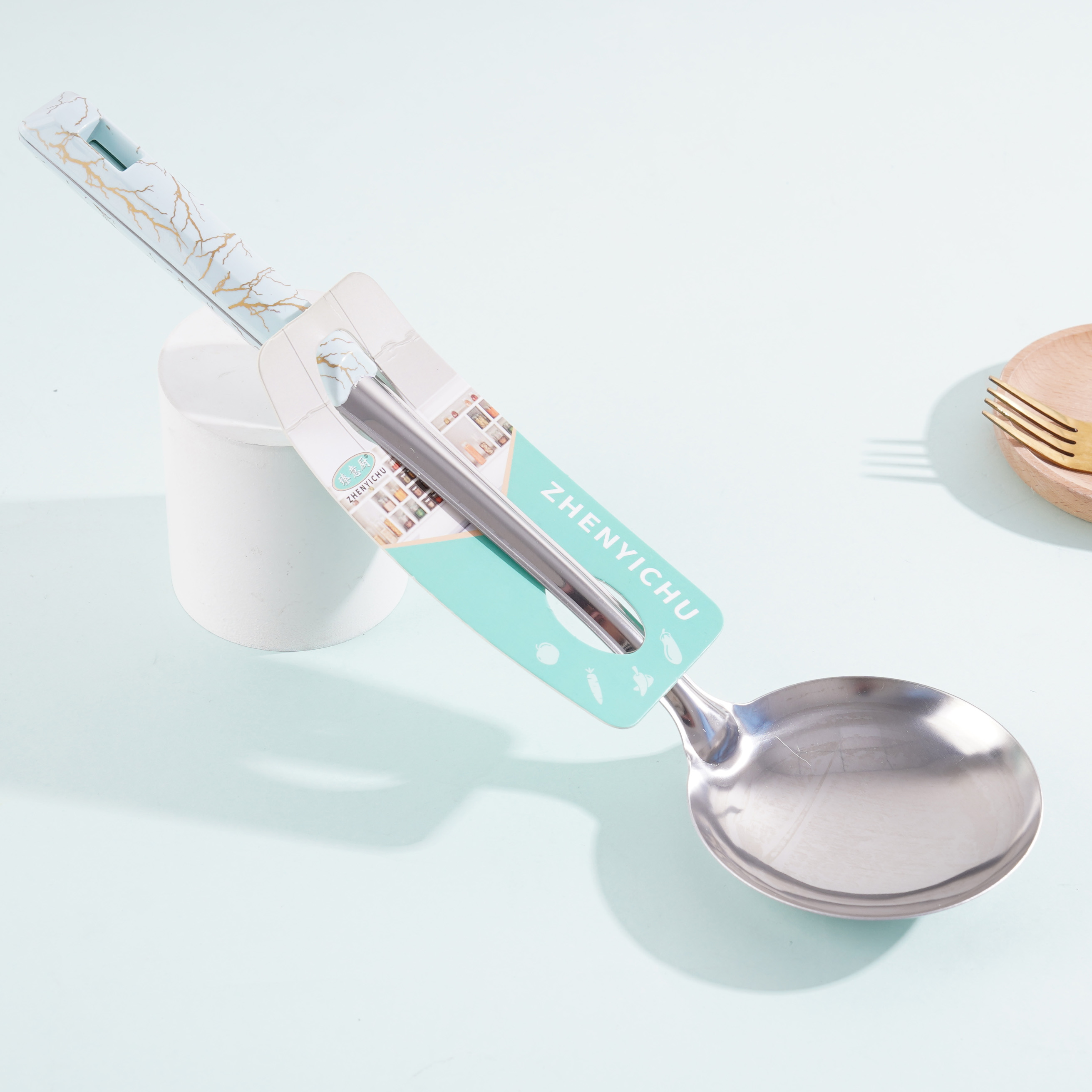 08 White Stone Patterned Spoon