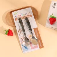 Flat marble spoon and fork suction card cutlery