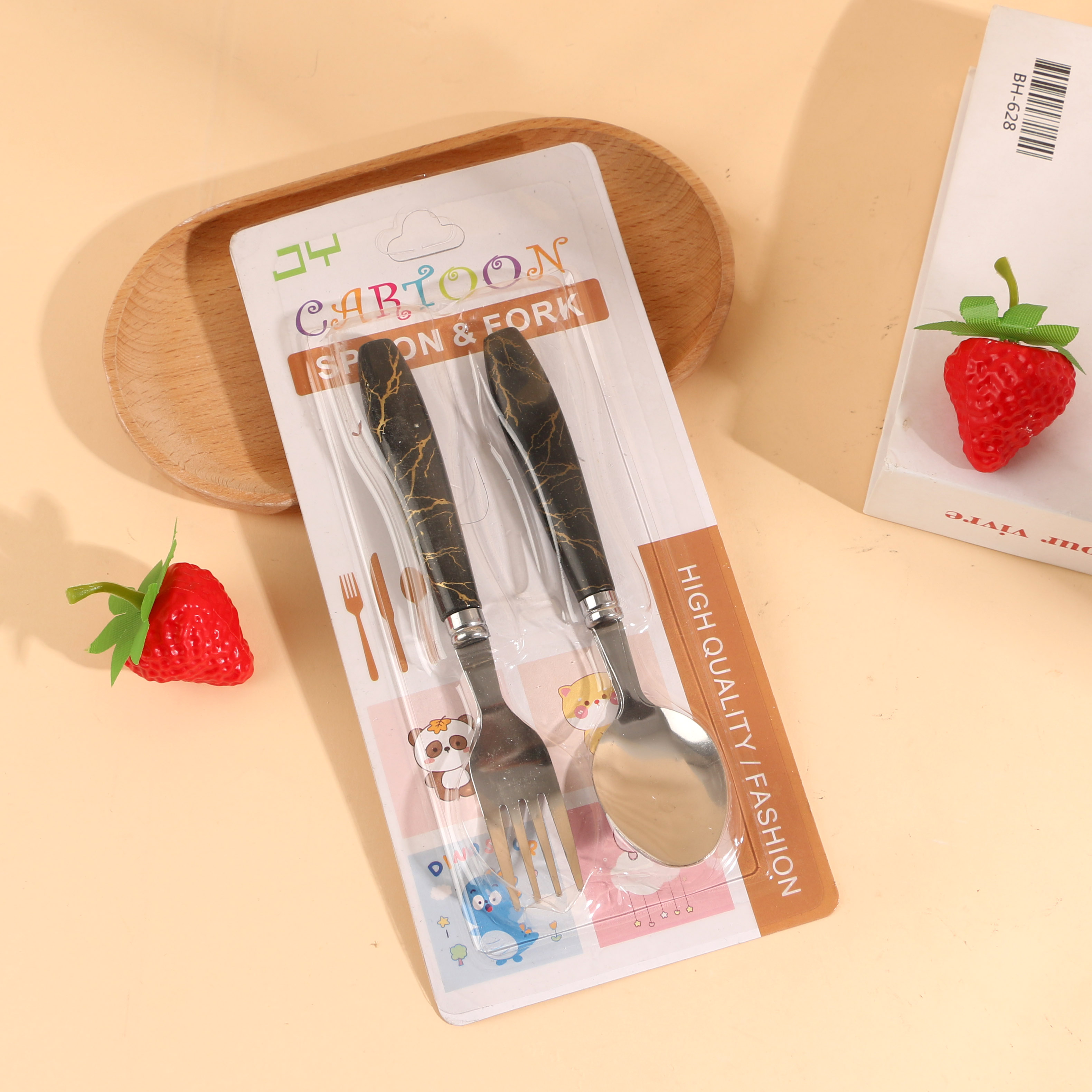 扁大理石勺叉吸卡餐具