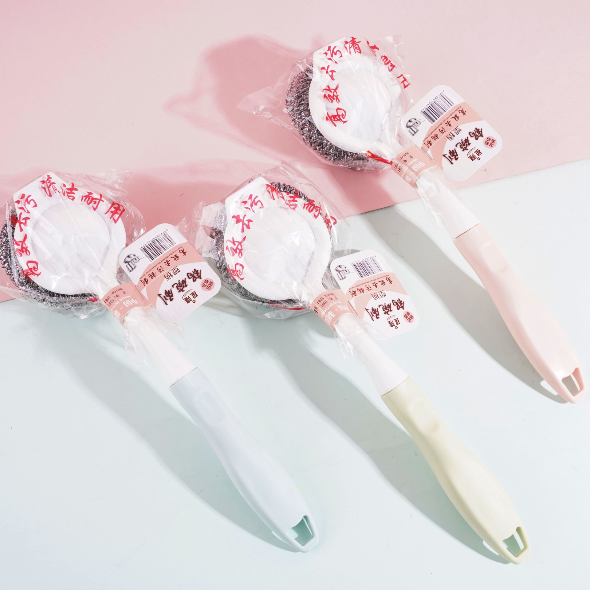 1081双色柄钢丝锅刷