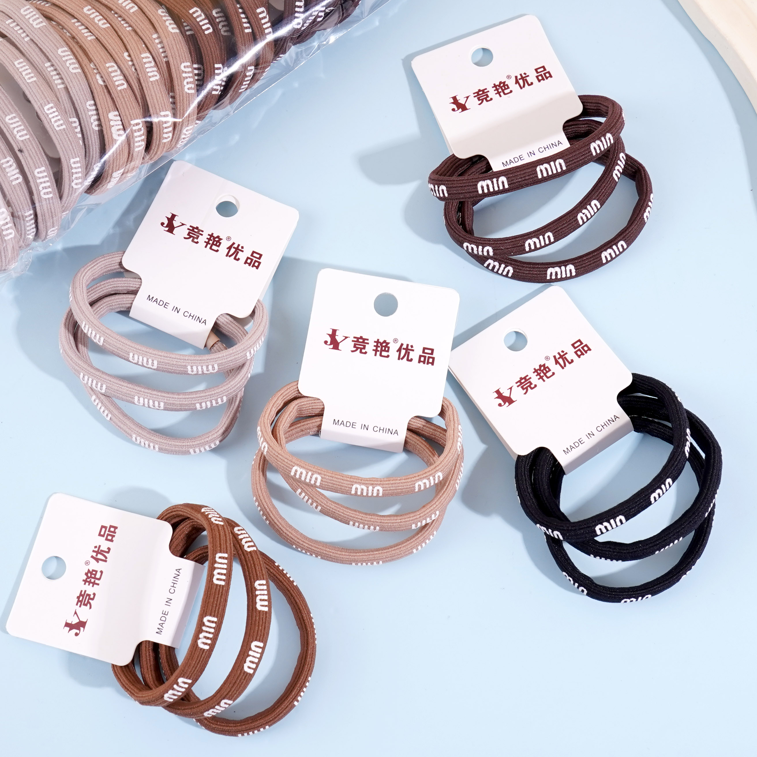 3根精品印字头绳皮筋