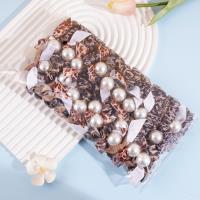 2 leopard-print ribbon-style large pearl headbands with elastic bands