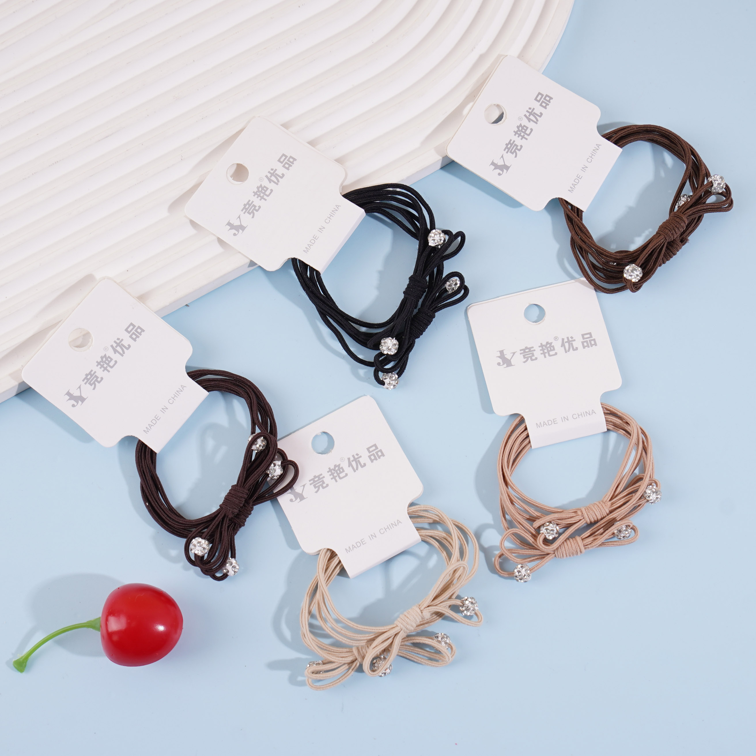 2根打结白钻珠头绳皮筋