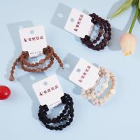 3 pieces of elastic bands with sandblasted beads and leather straps