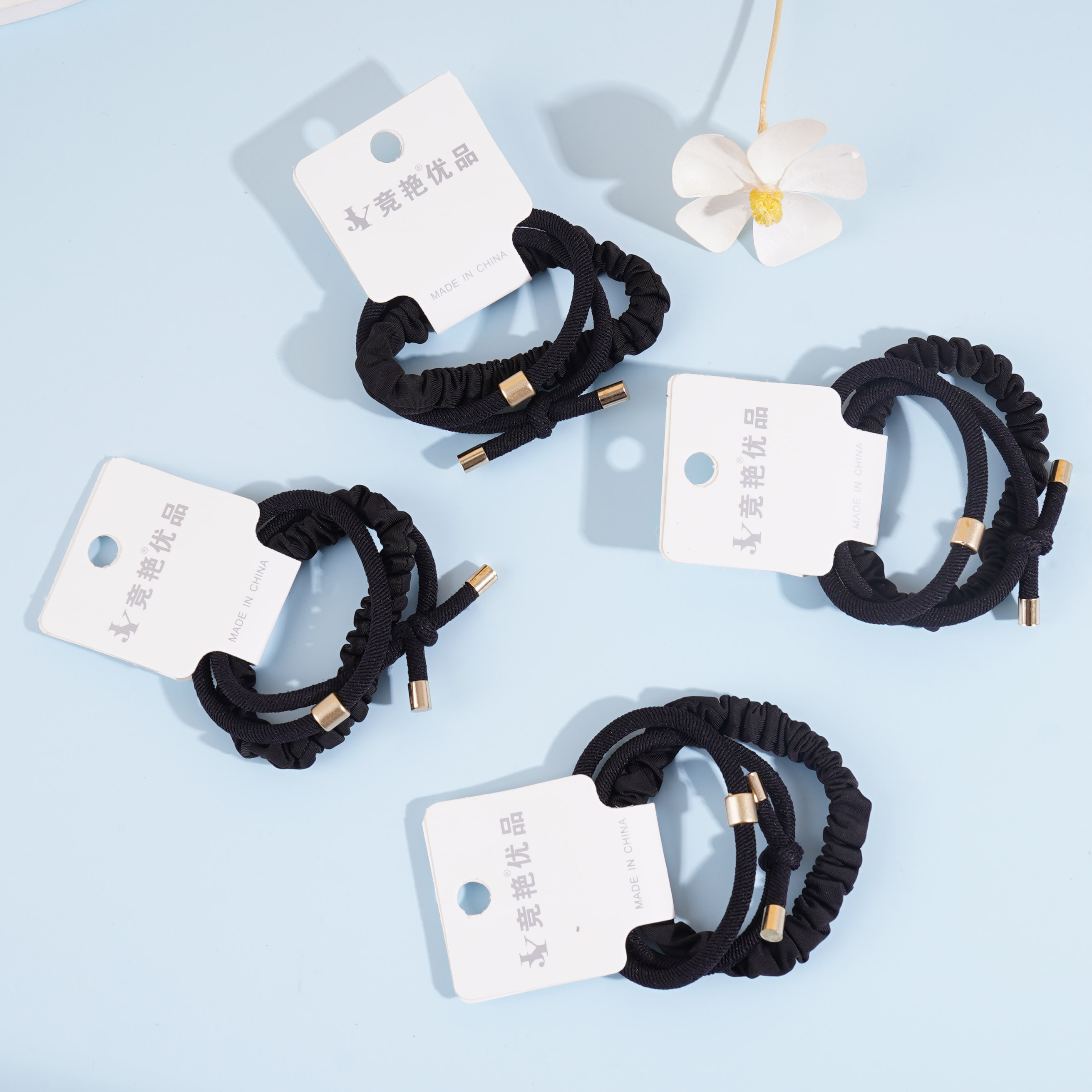 3 sets of exquisite iron hat-shaped combination headbands and rubber bands