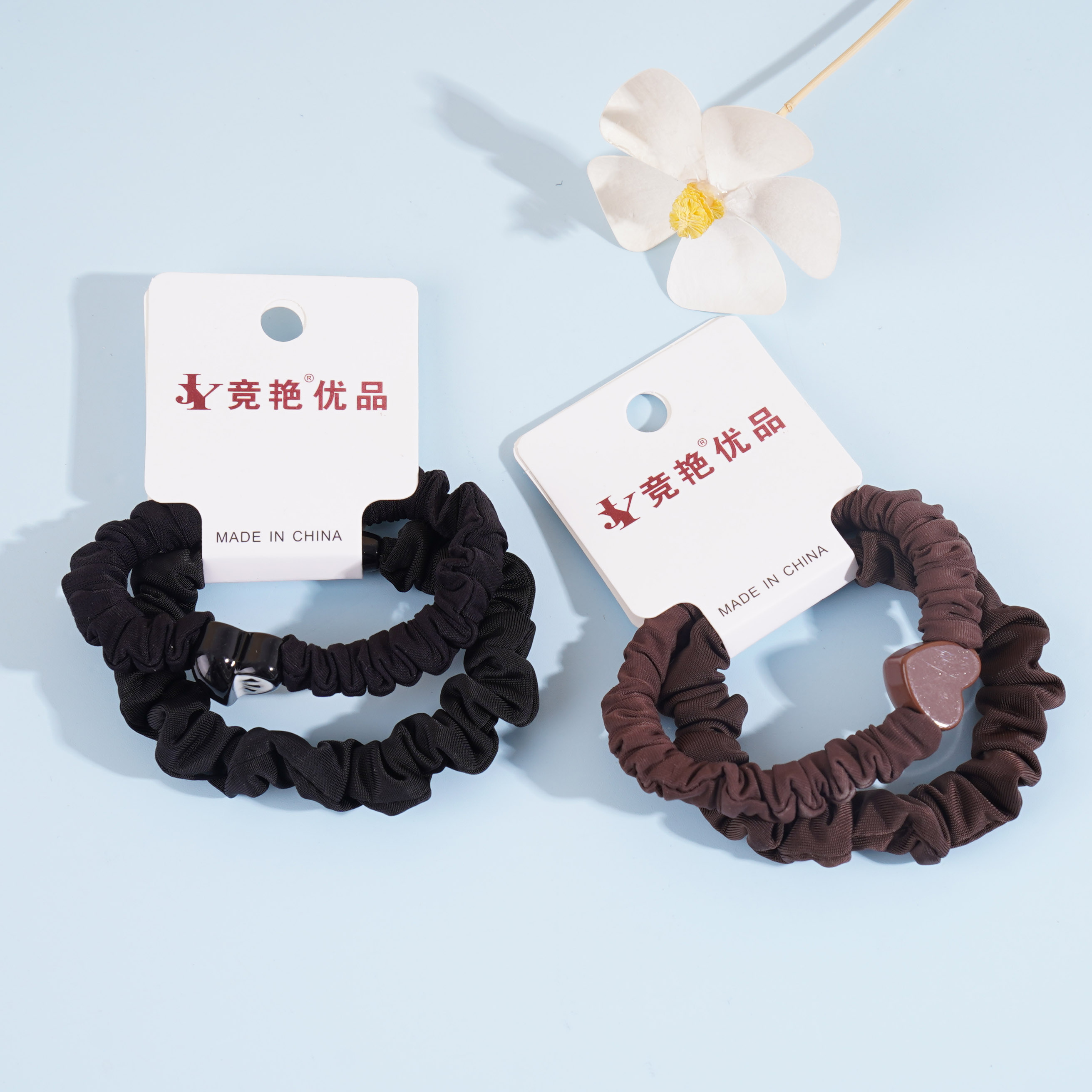 2 pieces of heart-shaped black coffee small intestine head rope rubber bands