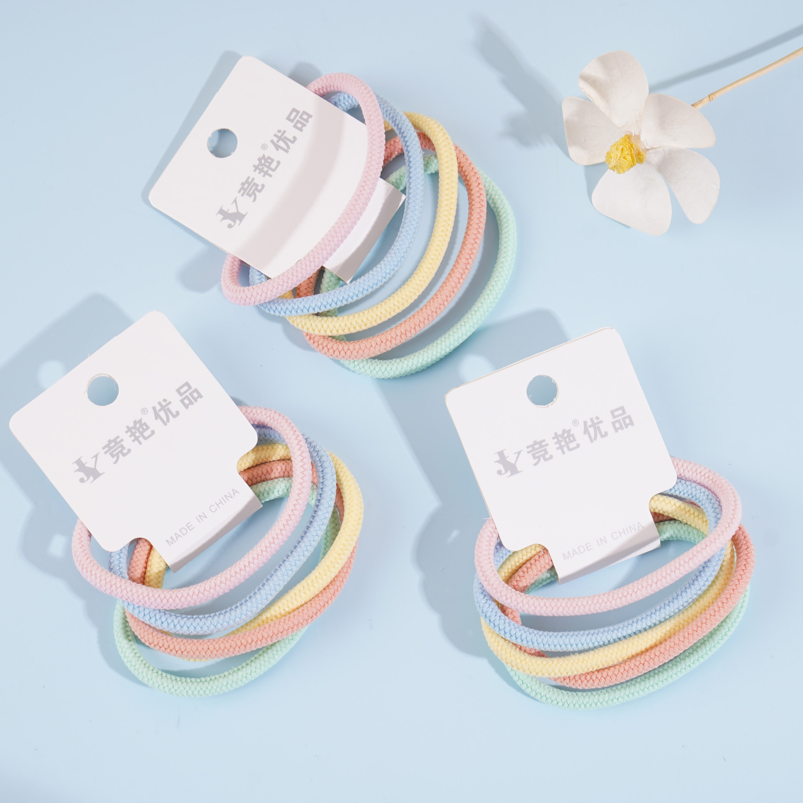 5 pieces of nylon colorful headbands with rubber bands