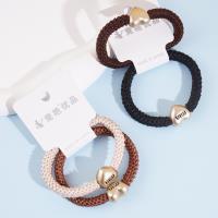 2 heart-shaped thick braided gold bead headbands with elastic bands