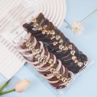 2 heart-shaped thick braided gold bead headbands with elastic bands