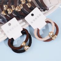 2 heart-shaped thick braided gold bead headbands with elastic bands