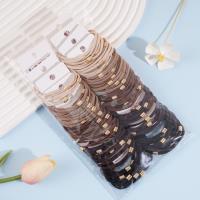 3 flat-skin linked beaded necklaces with leather string and rubber bands