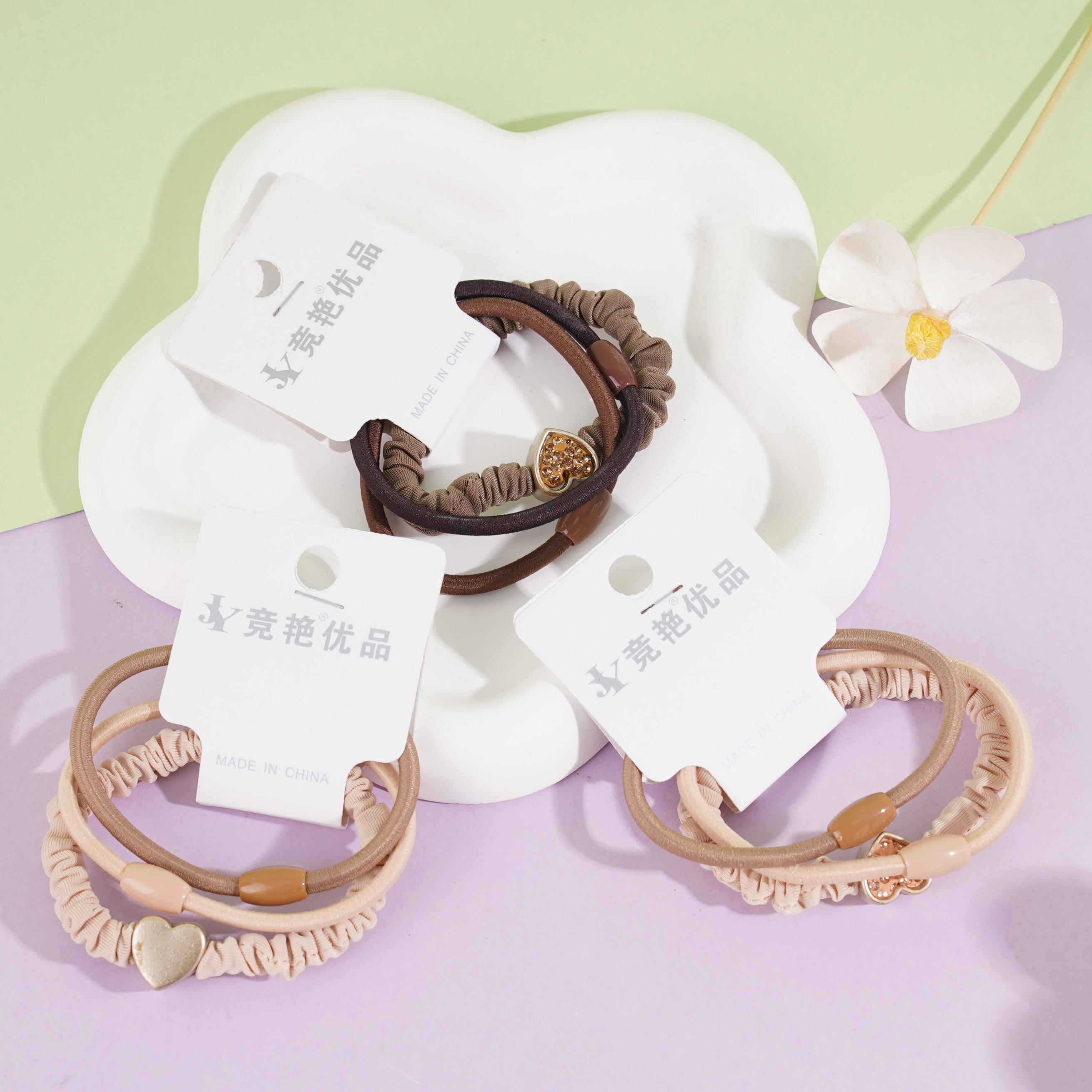 3 four-leaf diamond-shaped combination headbands with elastic bands