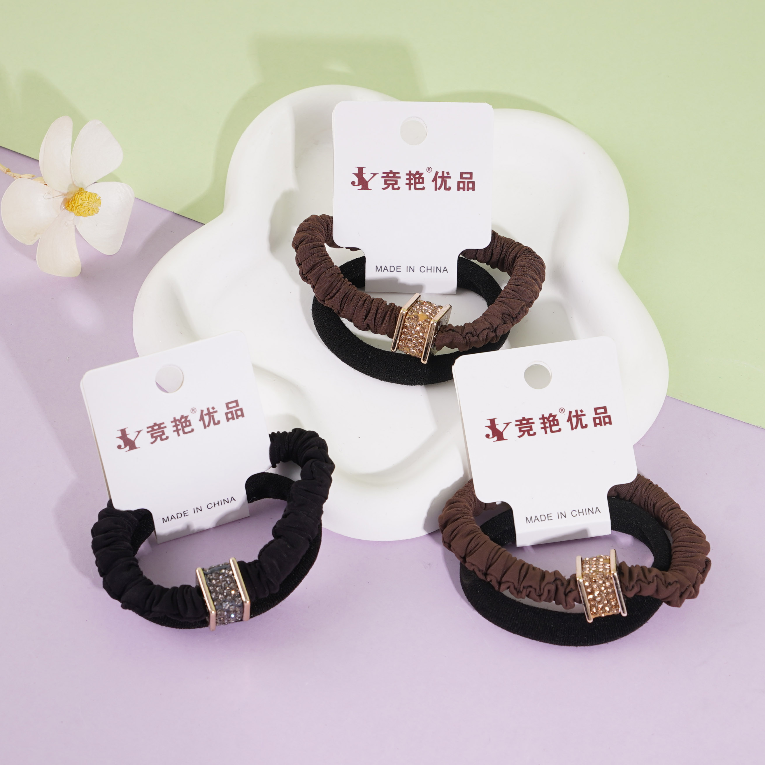 2根四方钻戒小肠头绳皮筋