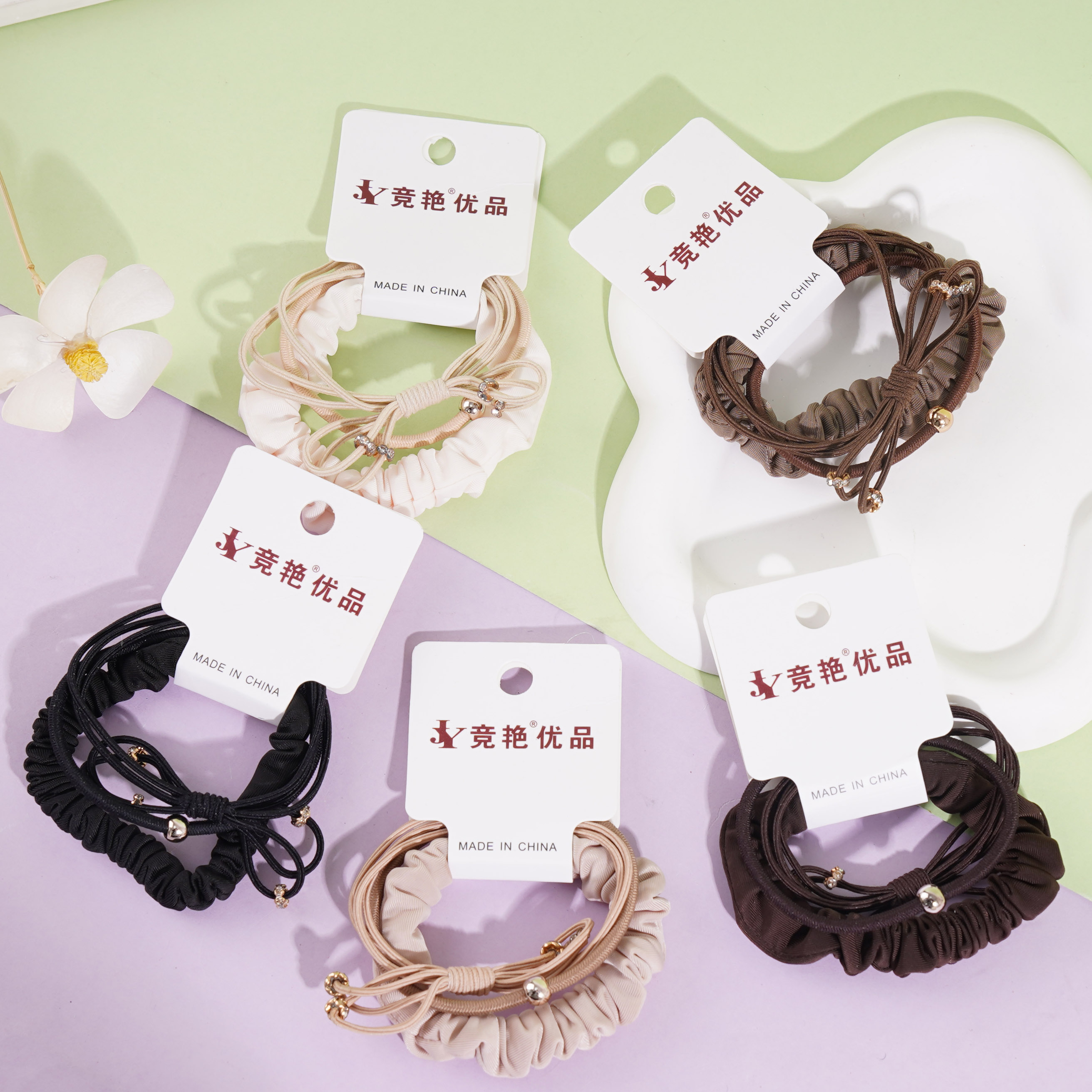 3根钻加珍珠精致版组合头绳皮筋