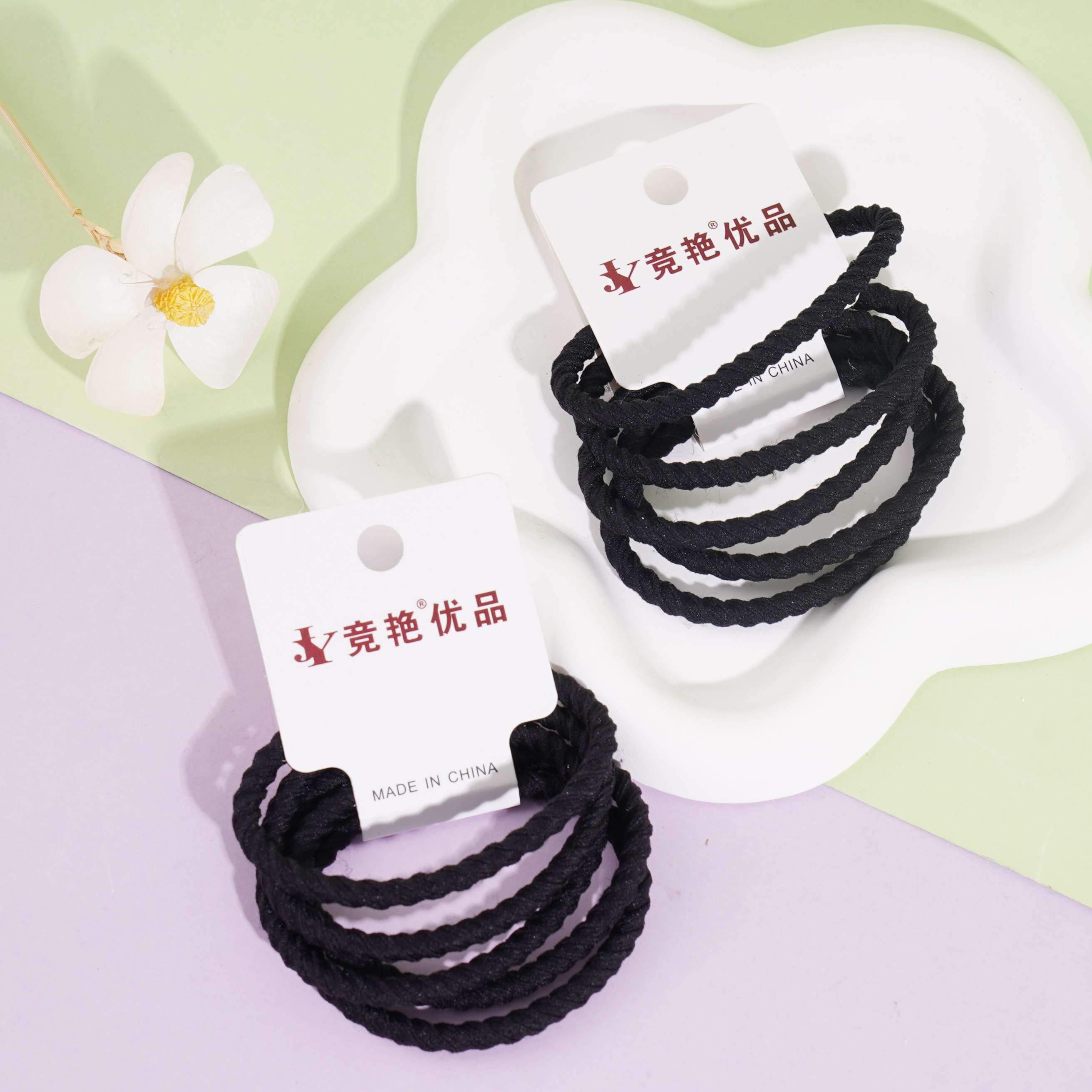 5 pieces of Ghent A-style embroidered headbands with elastic bands (black)