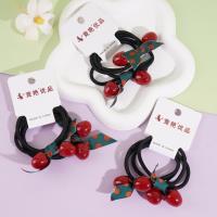 2 pieces of large cherry-shaped ribbon headbands and rubber bands