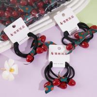 2 pieces of large cherry-shaped ribbon headbands and rubber bands