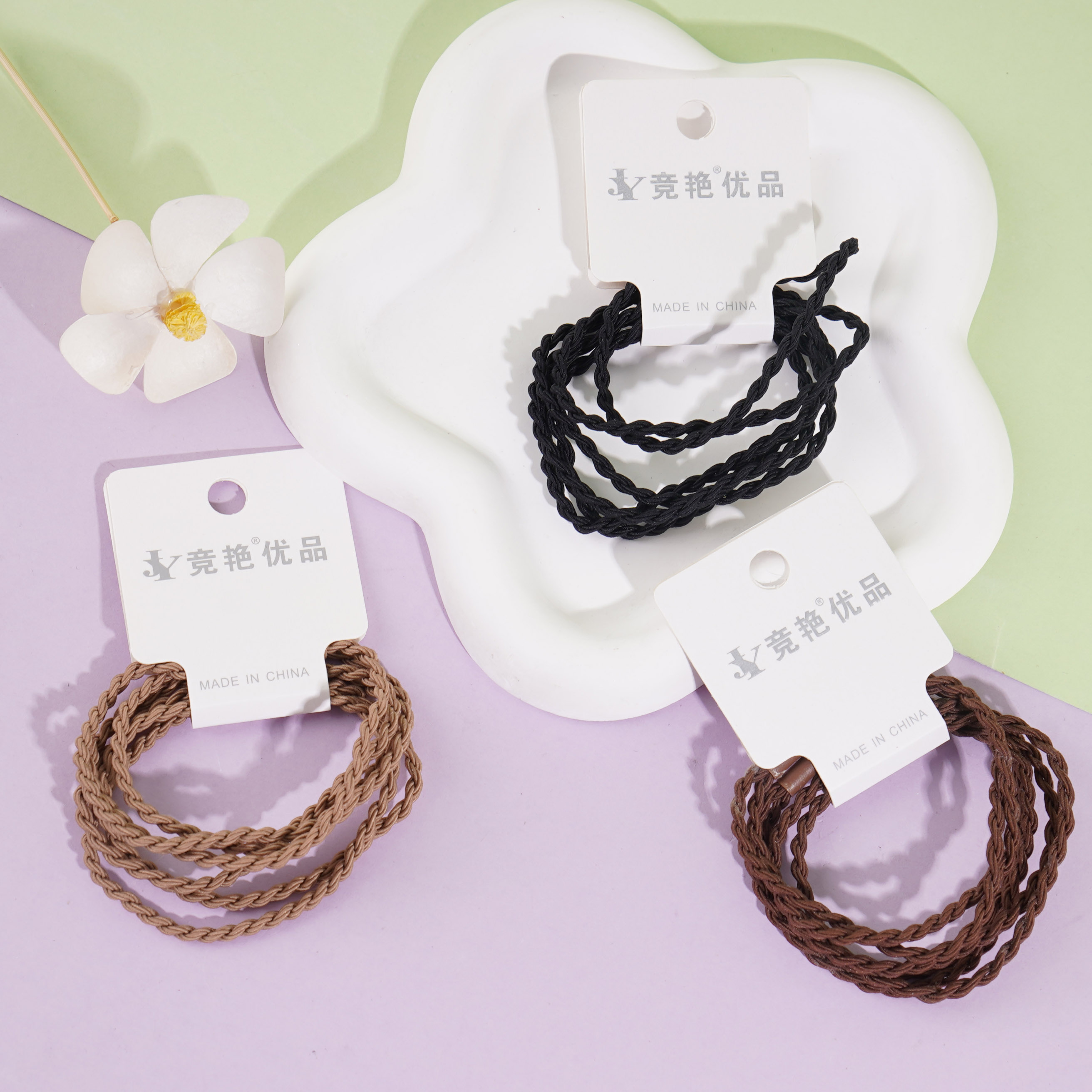 3根二合一麻花头绳皮筋