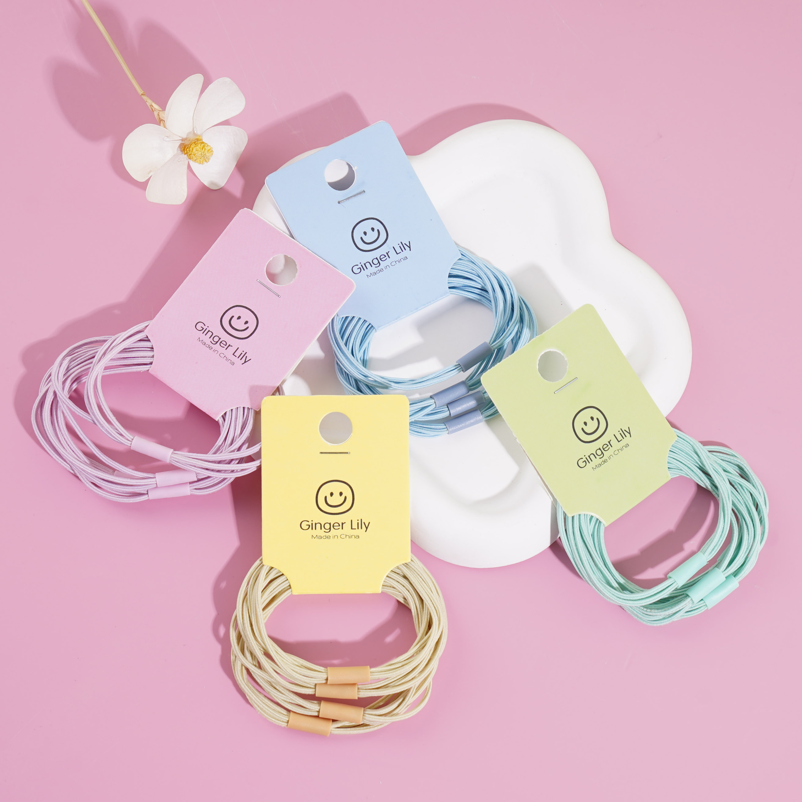 4 colorful headbands and hair ties