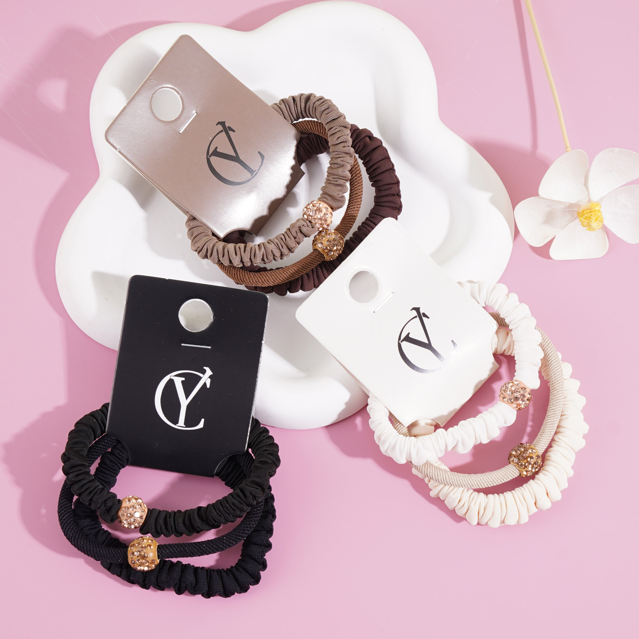 2根圆糖钻组合头绳皮筋