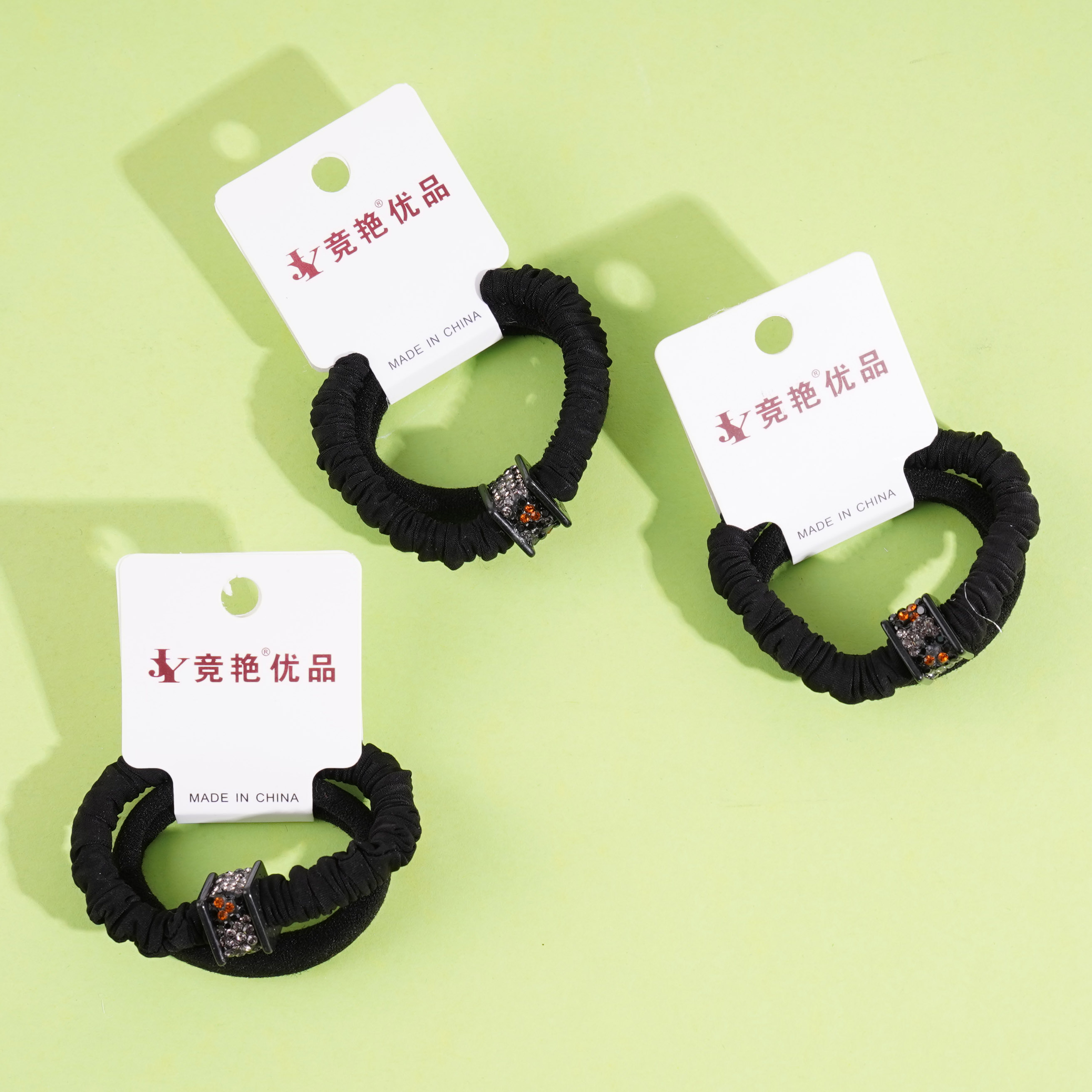2 sets of leopard-print diamond bead small intestine combination headbands and rubber bands