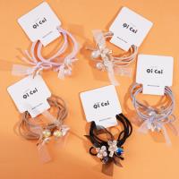 2 pieces of colorful satin flower-shaped headbands with elastic bands