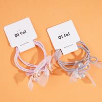 2 pieces of colorful satin flower-shaped headbands with elastic bands