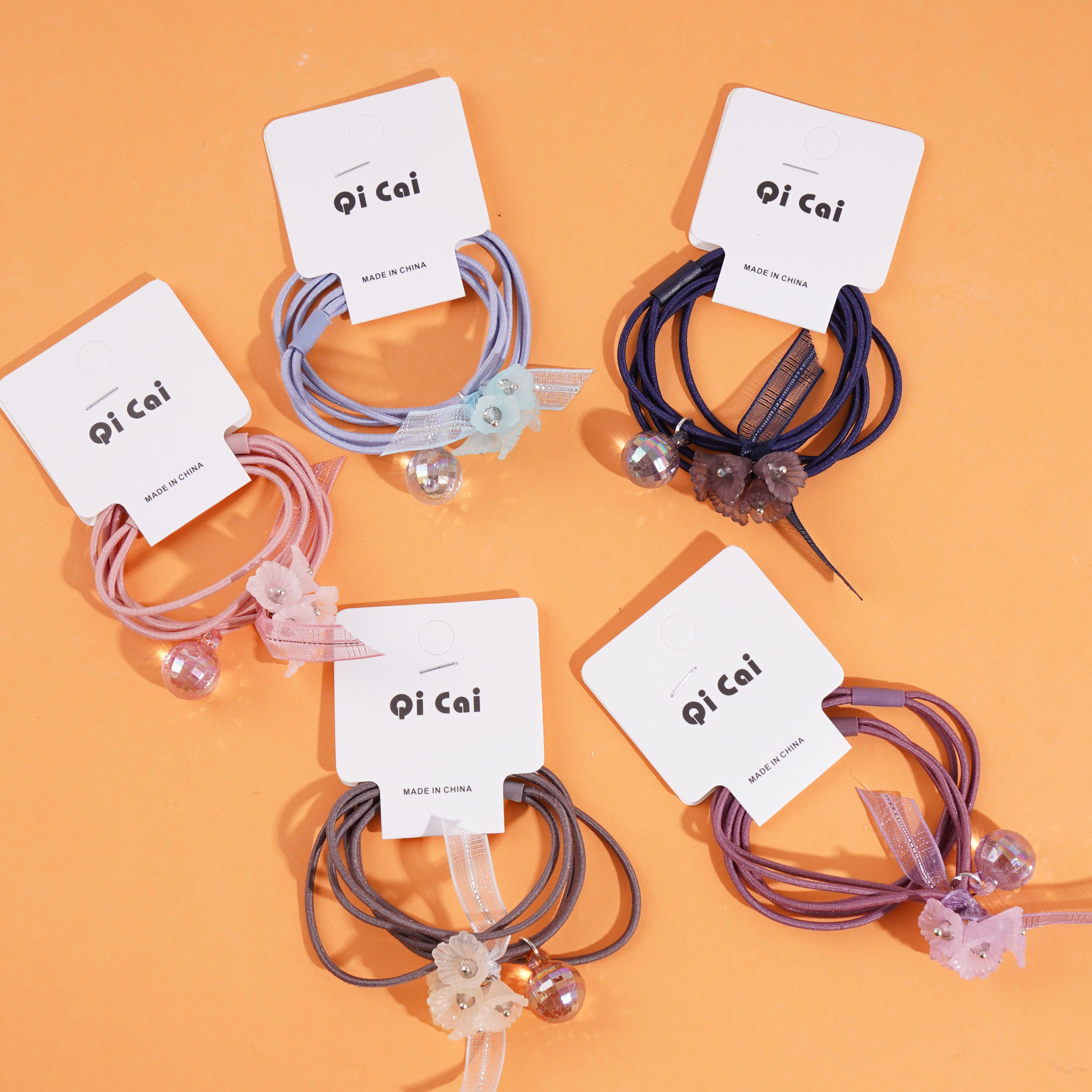 2 crystal flower headbands with elastic bands