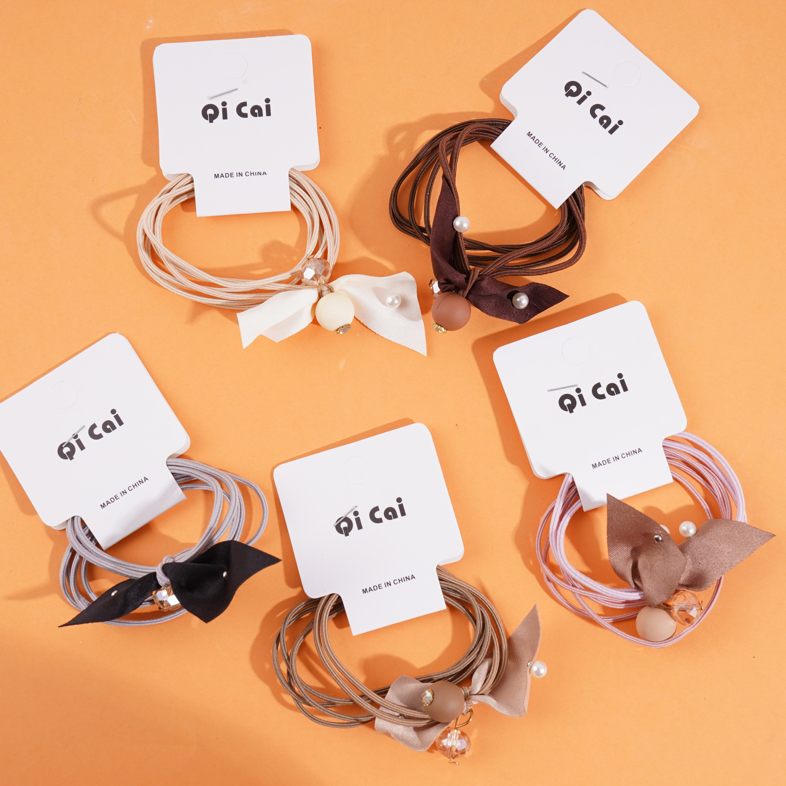 2 satin round-headed rubber bands