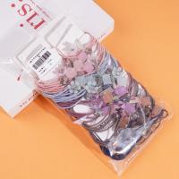 2 pieces of elastic bands with crystal flower-shaped head decorations made from leather