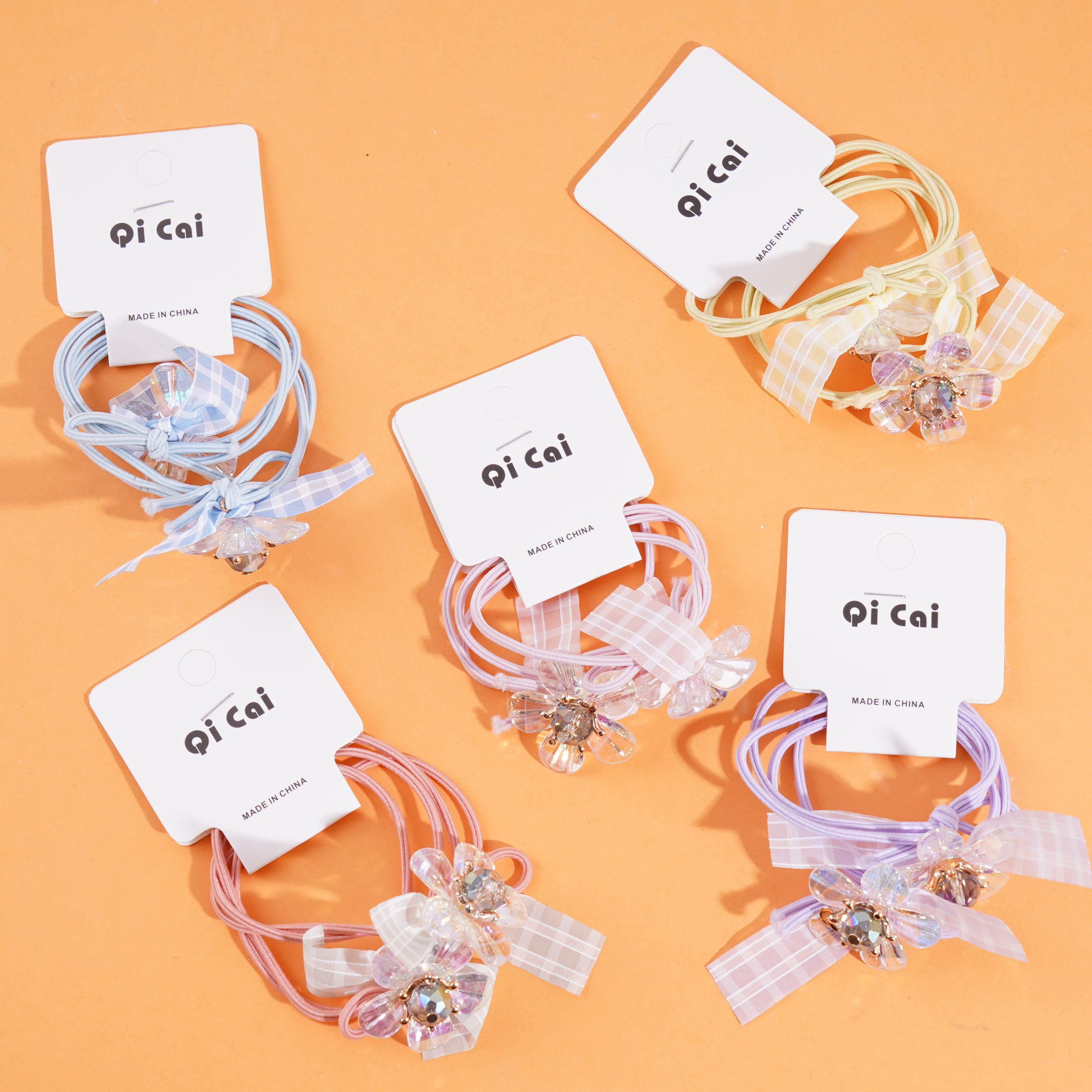 2 flower crystal headbands with elastic bands