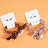 2 square pearl white ribbon headbands with elastic bands