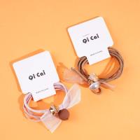 2 round pearl white ribbon headbands with elastic bands