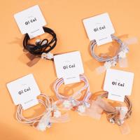 2 strands of colorful satin pearl headbands with elastic bands (mixed)