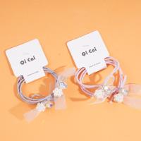 2 strands of colorful satin pearl headbands with elastic bands (mixed)