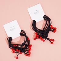 3 red small heart bead headbands with elastic bands