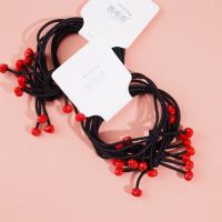 3 red small heart bead headbands with elastic bands