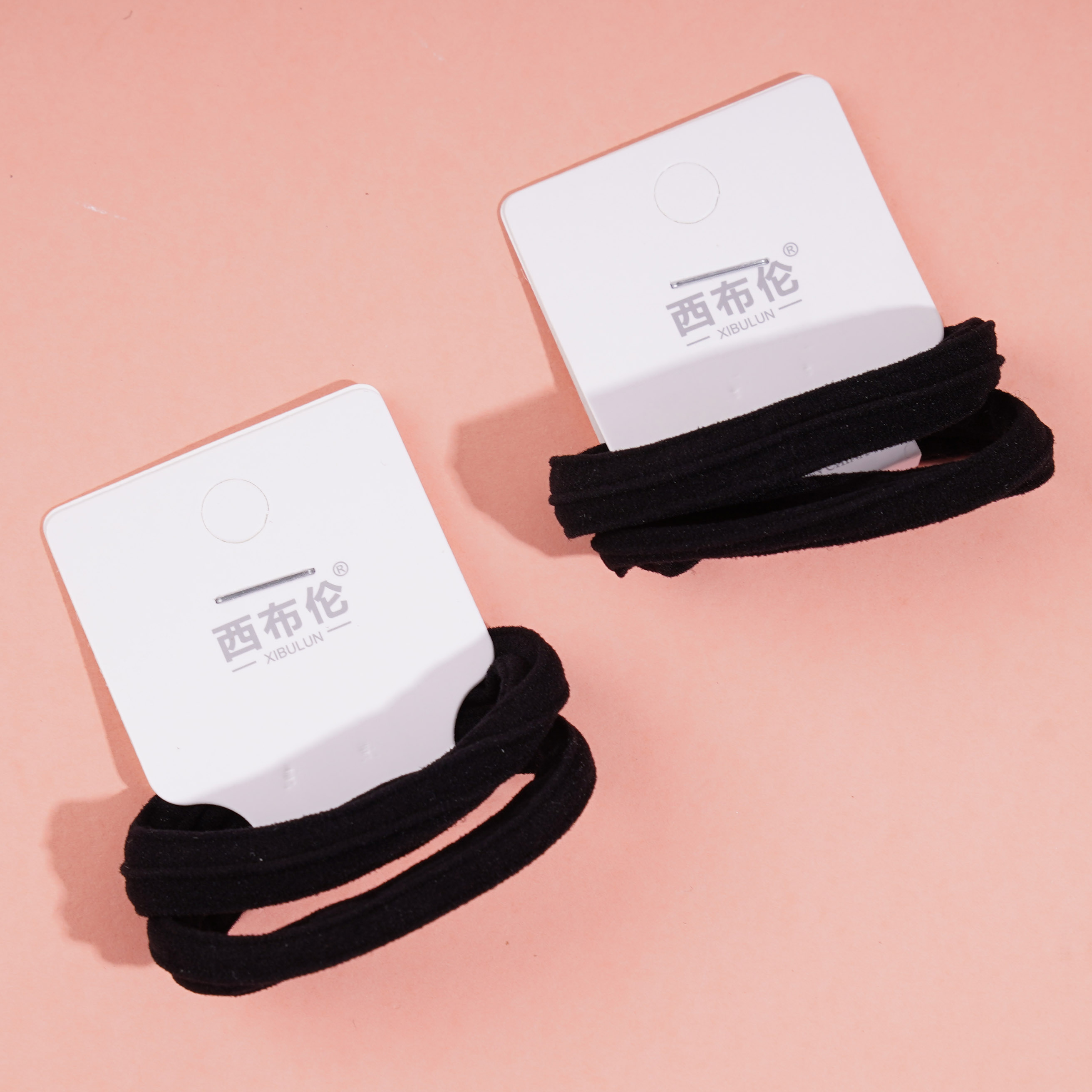 2 black striped towel loop rope rubber bands