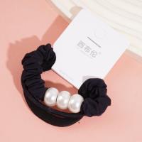 3 large black pearl headbands with elastic bands