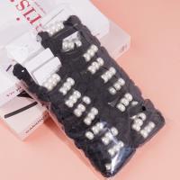 3 large black pearl headbands with elastic bands