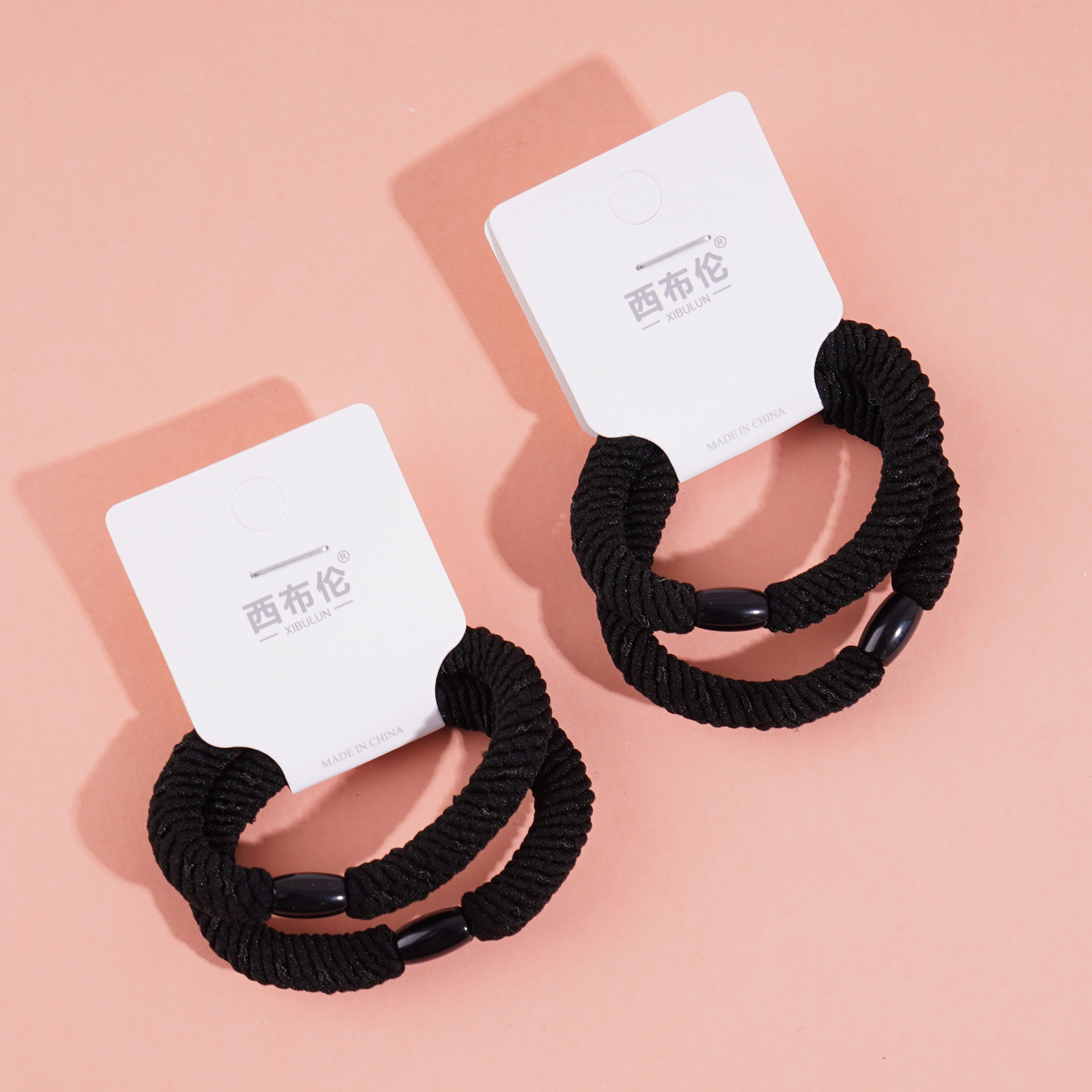 2 black thick velvet headbands with elastic bands