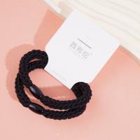 2 black flat beads with thickened heads and rubber bands