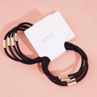 4 black round long bead-headed rubber bands