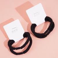 2 black thick-line braided headbands with elastic bands