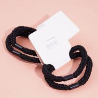 2 black thick-line braided headbands with elastic bands