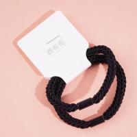 2 black thick-line braided headbands with elastic bands