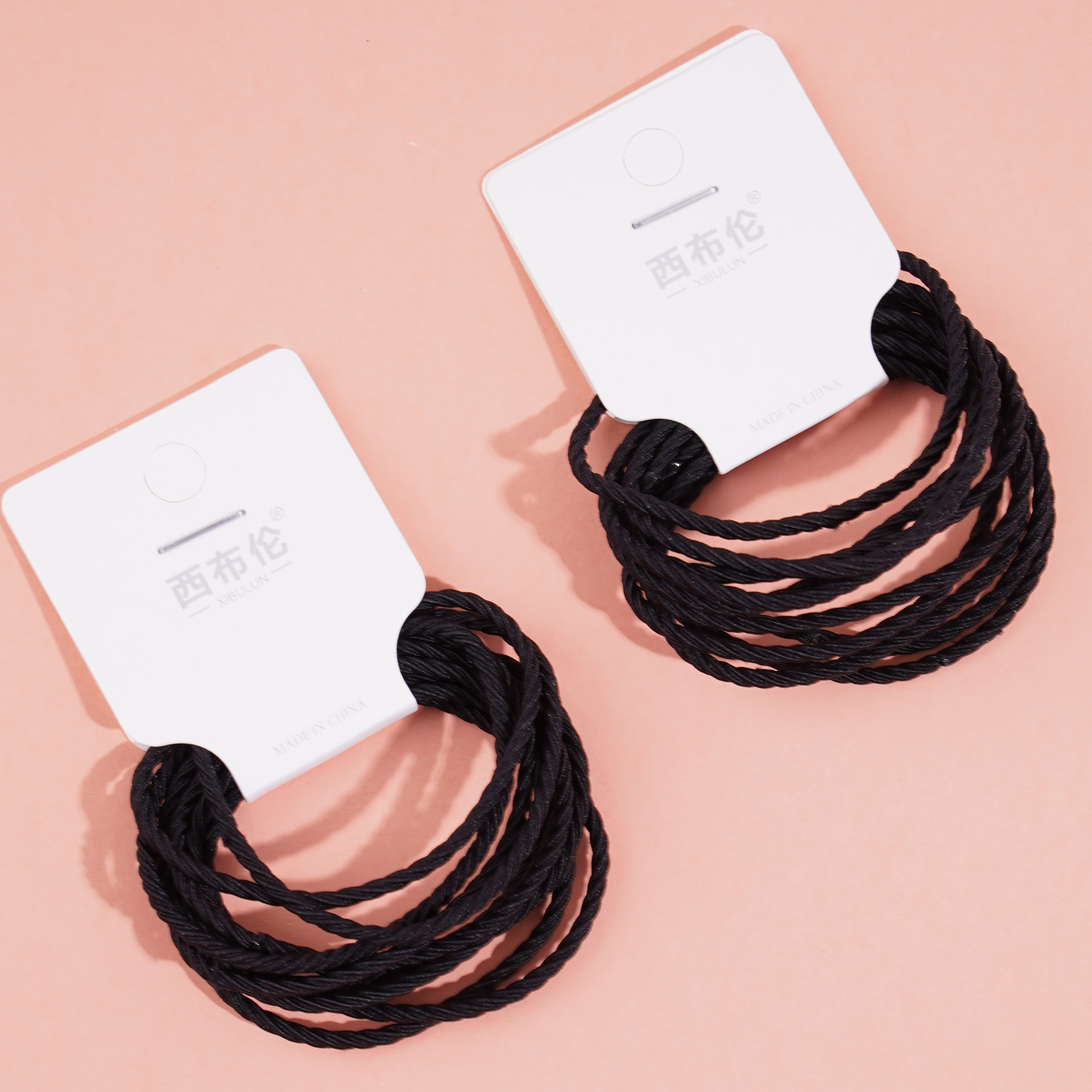 10 black threaded head rope rubber bands