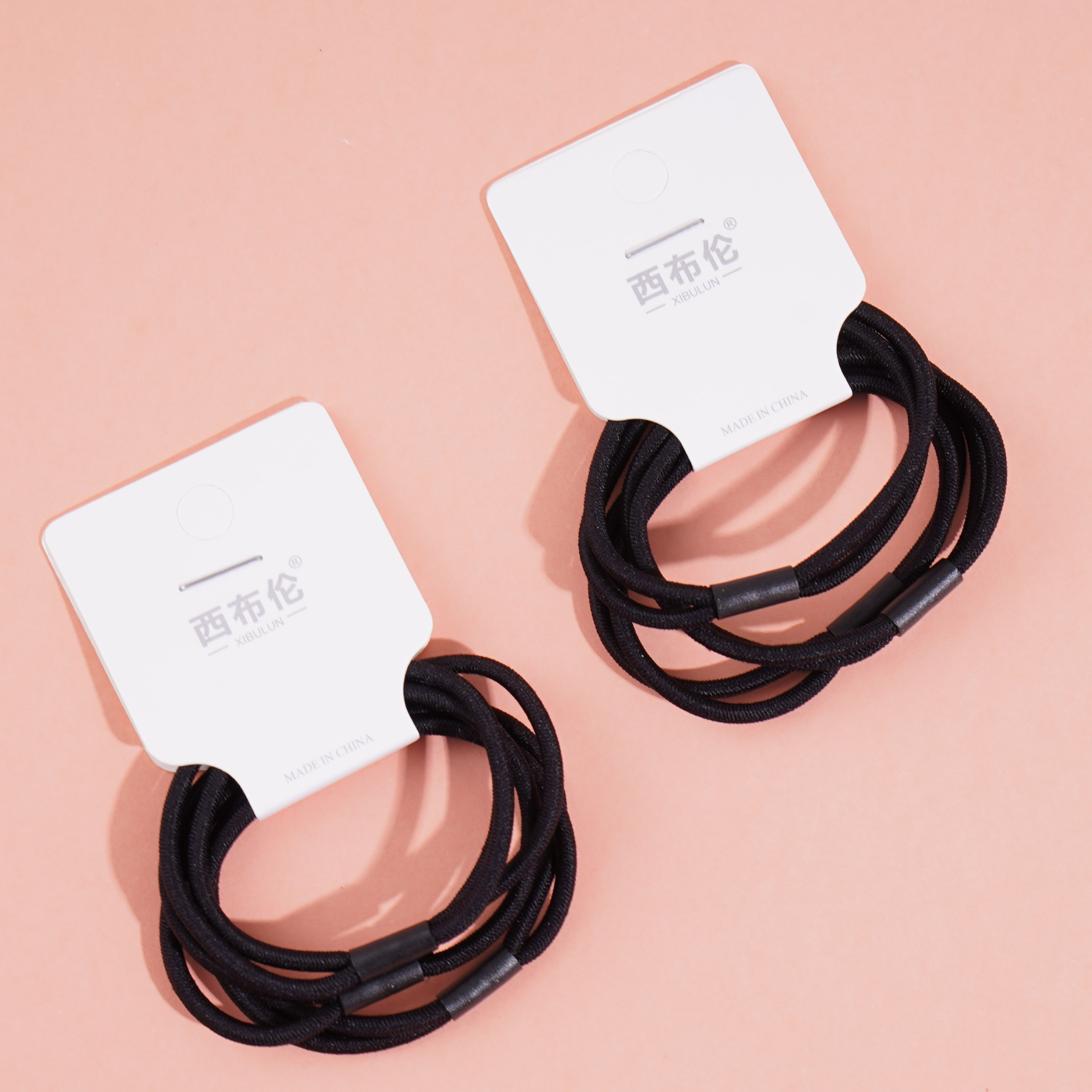 3 black long tube head rope rubber bands