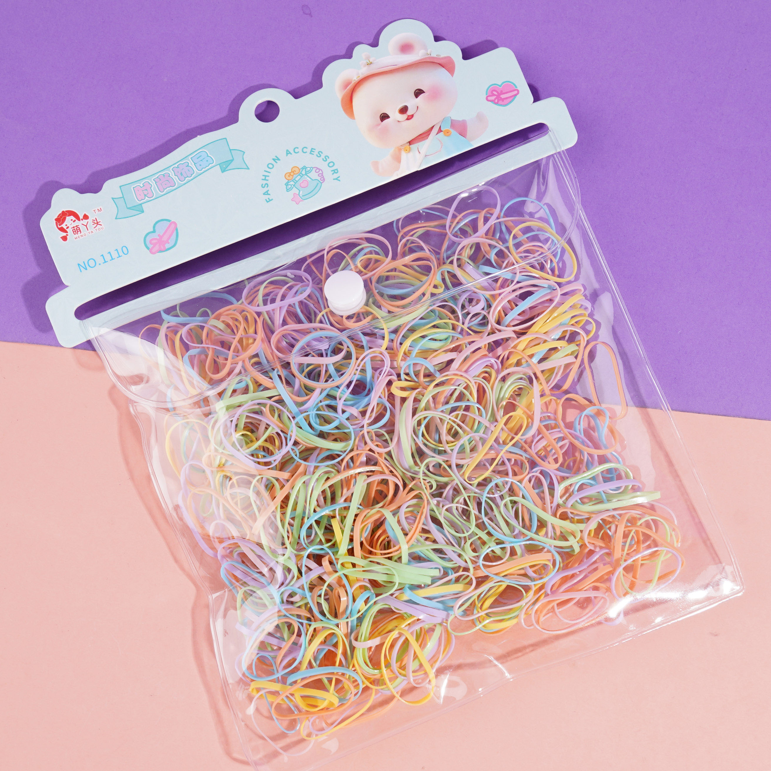 1110 Big Eared Rabbit Pendant with Colorful Rubber Bands